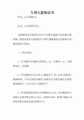 专利技术入股与转让协议